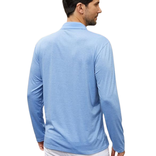 Men’s Casual Long Sleeve Polo Shirt – Classic Button Cotton Tee Stylish Solid Color Top