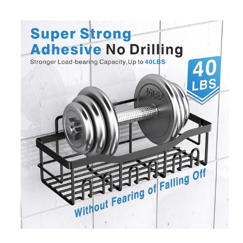 Adhesive Shower Caddy 5 Pack – Rustproof Stainless Steel Bathroom Organizer Shelves