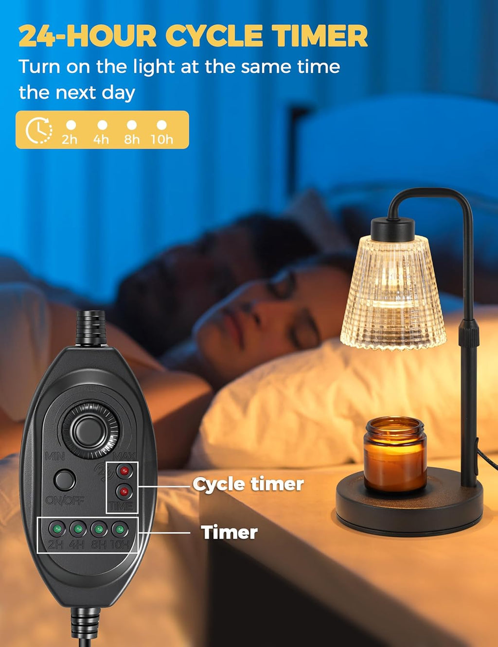Candle Warmer Lamp with Timer – Wax Melt Warmer for Jar Candles with 2 Bulbs