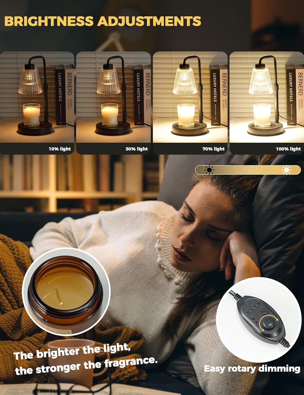 Candle Warmer Lamp with Timer – Wax Melt Warmer for Jar Candles with 2 Bulbs