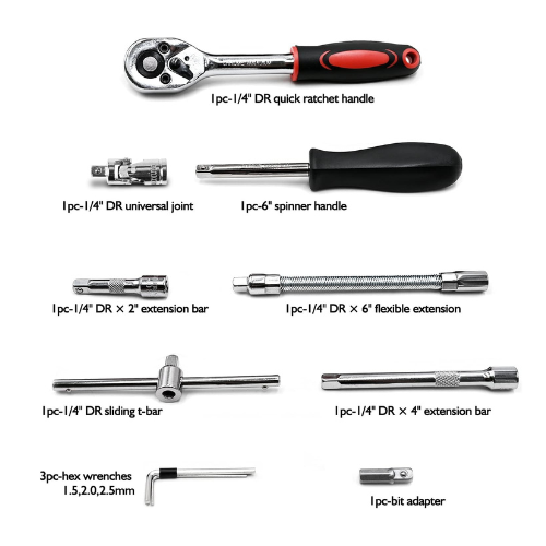 46 Piece Socket Ratchet Wrench Set – Metric Drive Tool Kit with Extension Bar & Storage Case